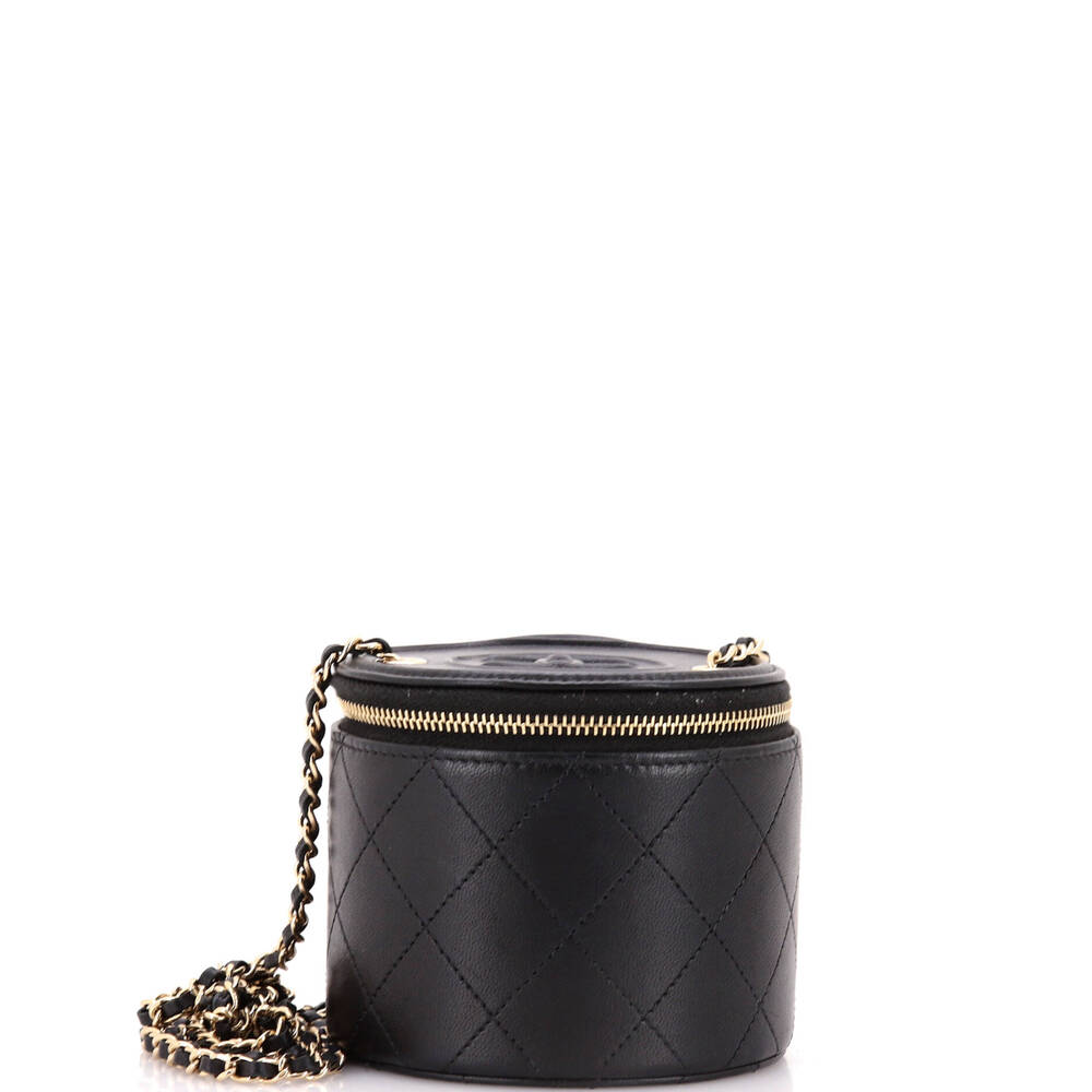 Chanel Cc Round Vanity Case With Chain #206781C16B - Picture 1 of 9